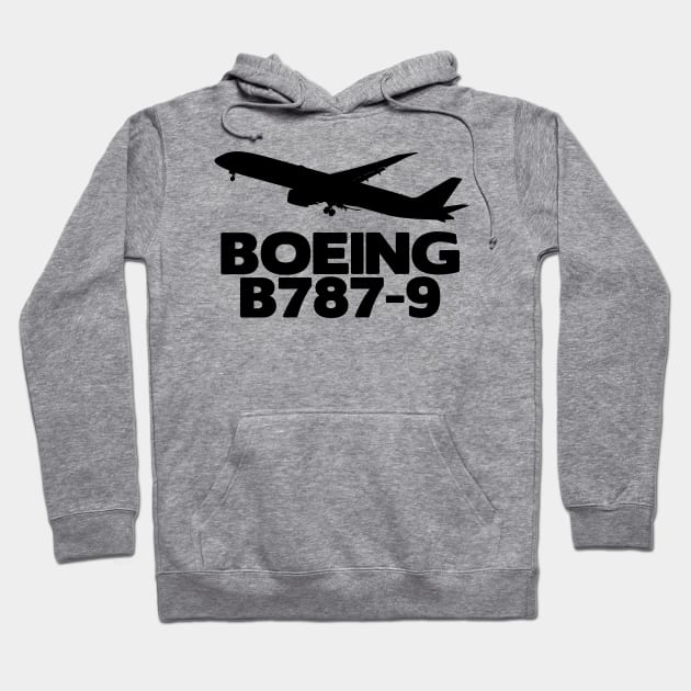 Boeing B787-9 Silhouette Print (Black) Hoodie by TheArtofFlying